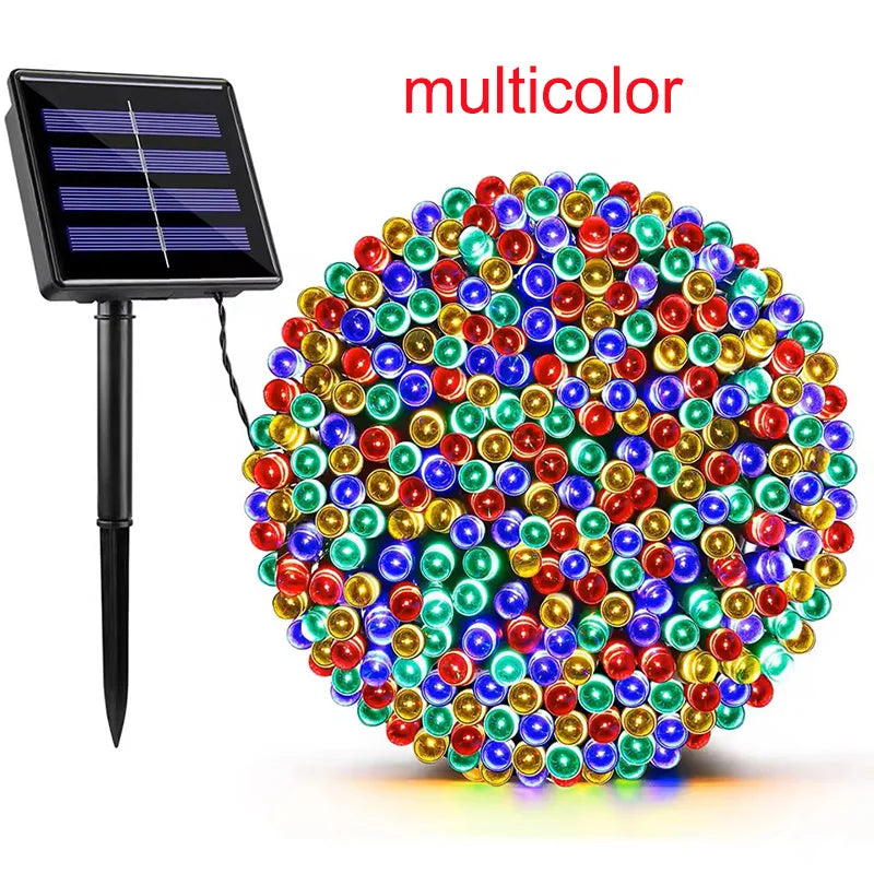 Guirnalda Solar LED de Carga Rápida IP65 8 Modos para Jardín y Navidad