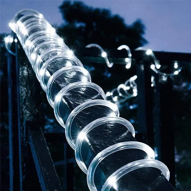 Luces Solares Guirnalda Cuerda Tubo para Jardín Resistente al Agua Decoración Navideña 7m-32m