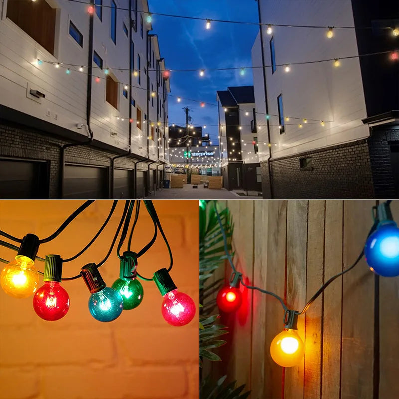 Luces Solares G40 RGB IP44 para Fiestas Bodas y Jardín 7.5M-21M