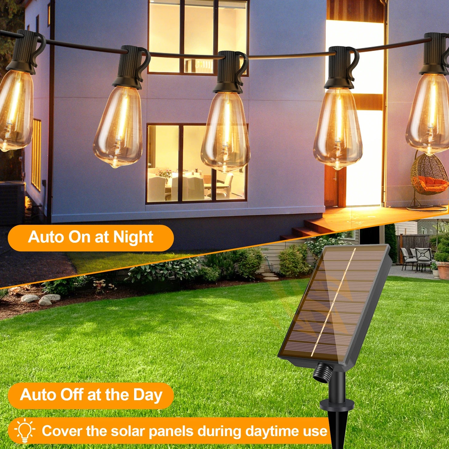Luces Solares G40 LED para Patio con Control Remoto y 8 Modos
