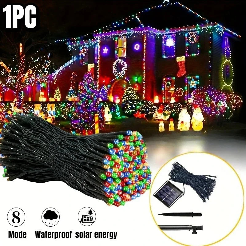 Luces Solares LED 30/100/200/300 IP65 8 Modos para Jardín y Navidad
