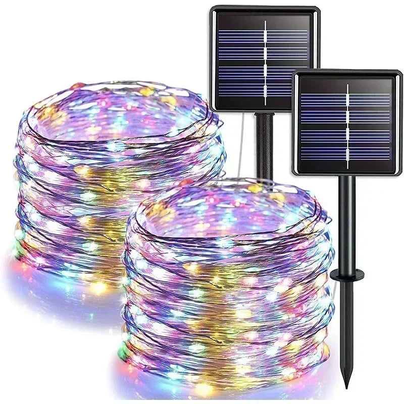 Luces Solares Hadas LED Festoon Resistente al Agua Guirnalda Jardín y Navidad 7m/12m/22m/32m