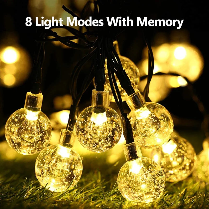 Luces Solares Cuerda IP65 8 Modos Resistente al Agua para Jardín Árbol y Decoración Navideña
