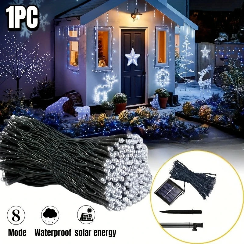 Luces Solares LED 30/100/200/300 IP65 8 Modos para Jardín y Navidad