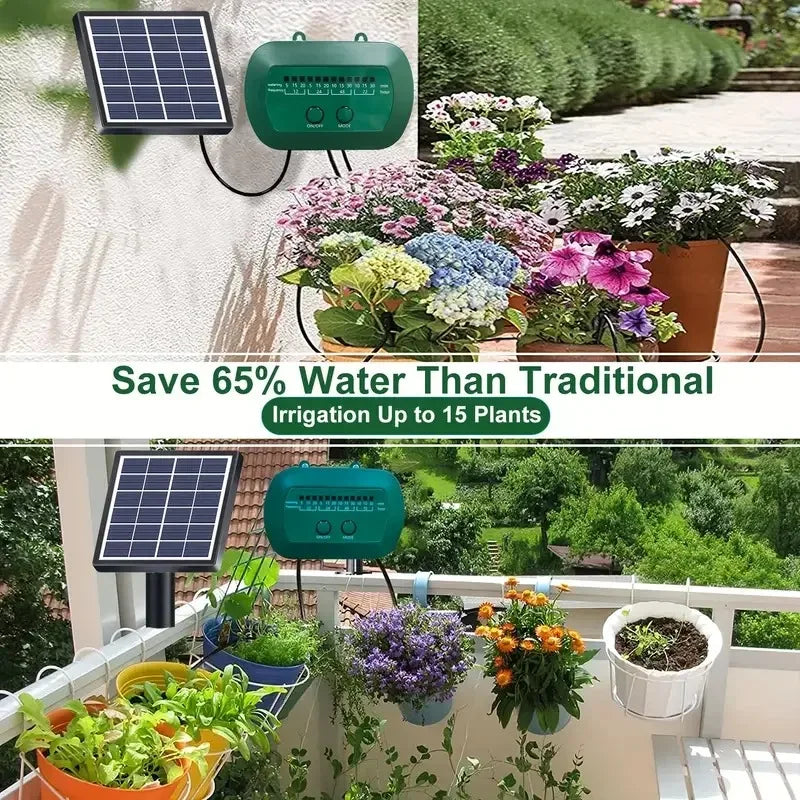 Kit Riego Solar Inteligente 6V 2W con Batería 1800mAh para Plantas en Maceta