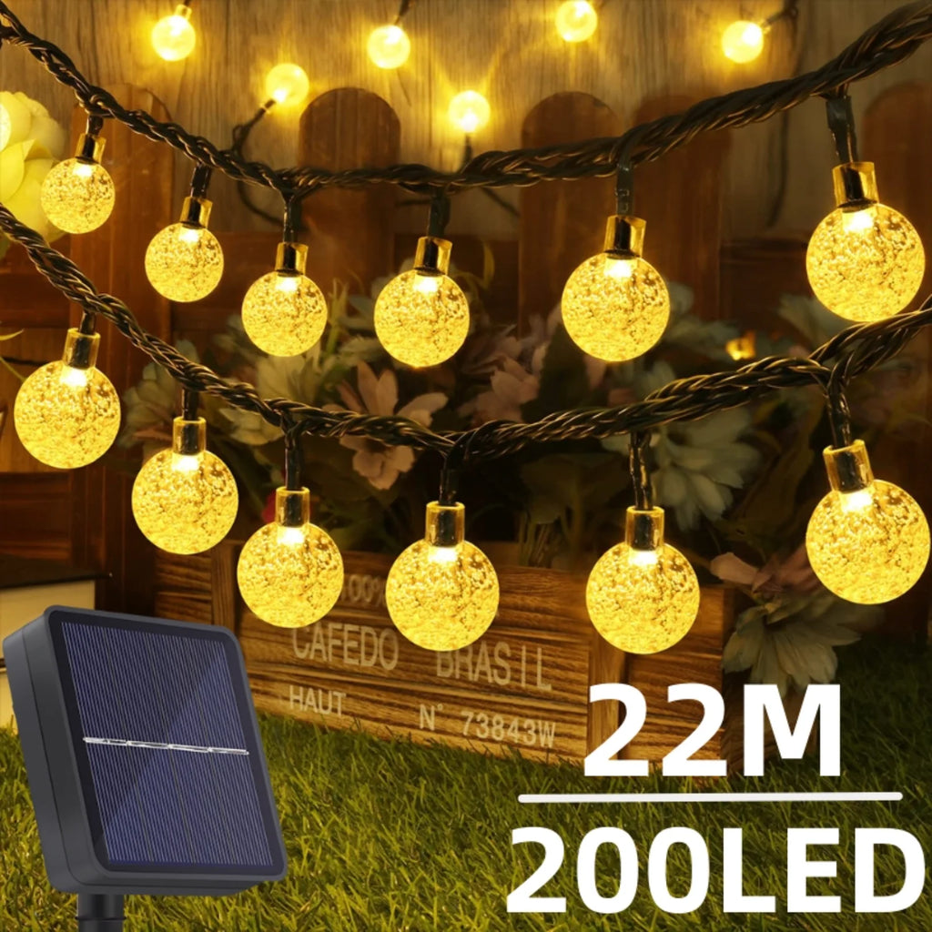 Luces Solares Bolas de Cristal Globo Resistente al Agua 8 Modos para Jardín y Decoración Navideña