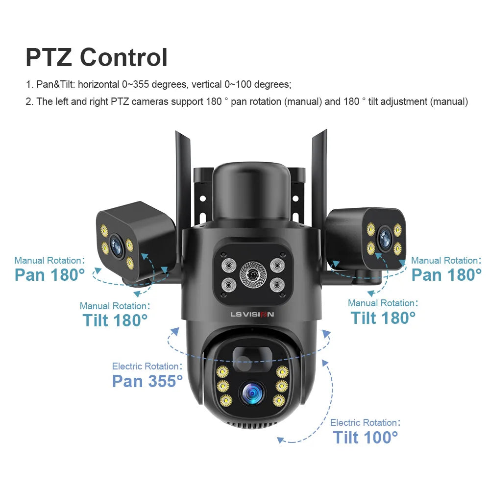 Cámara Solar LS VISION 15MP 4K Triple Lente 4G/WiFi con Zoom 10X y 12X