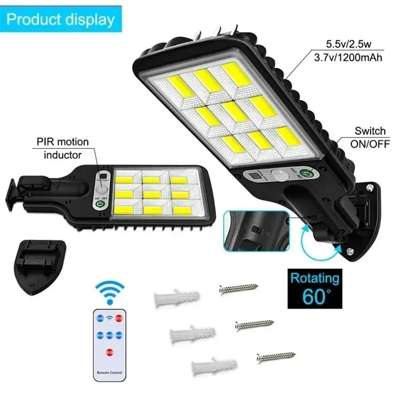 Lámpara Solar LED con Sensor de Movimiento IP65