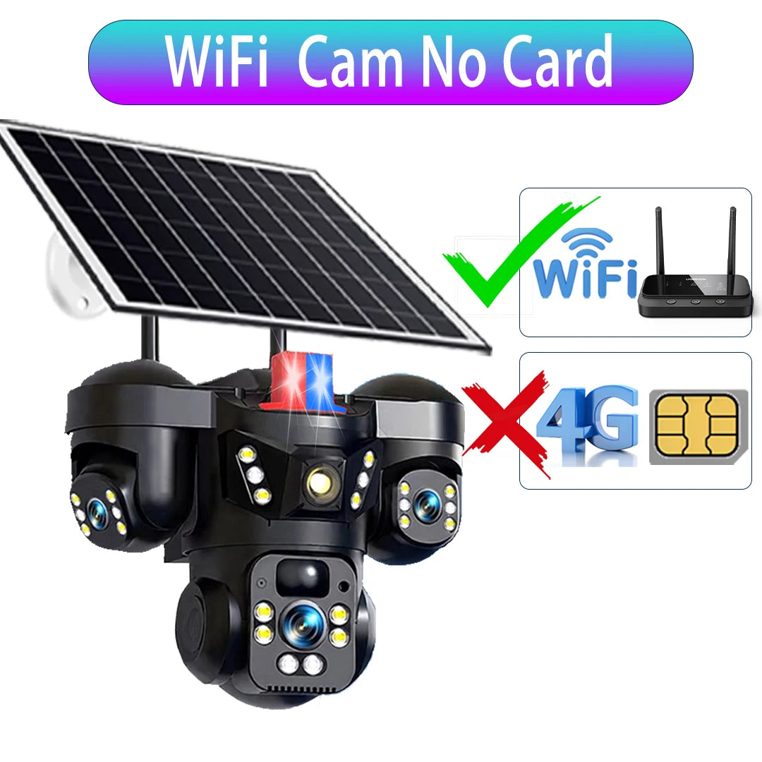 Cámara Solar V380 15MP 4G/WiFi Triple Lente y Triple Pantalla con Zoom 10X