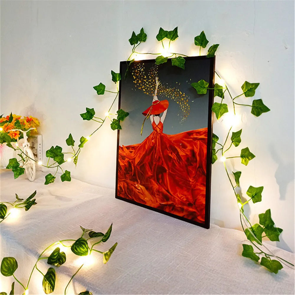Luces Solares LED Hiedra y Hojas de Arce Impermeables para Jardín y Navidad