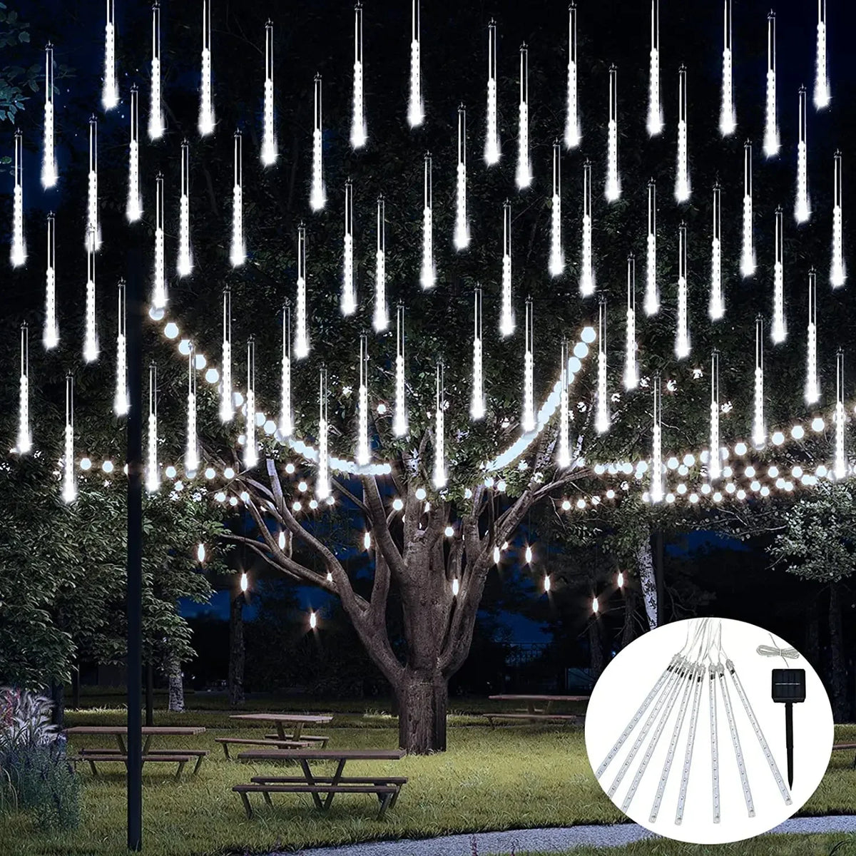 Luces Solares Lluvia de Meteoros LED IP65 para Navidad y Halloween