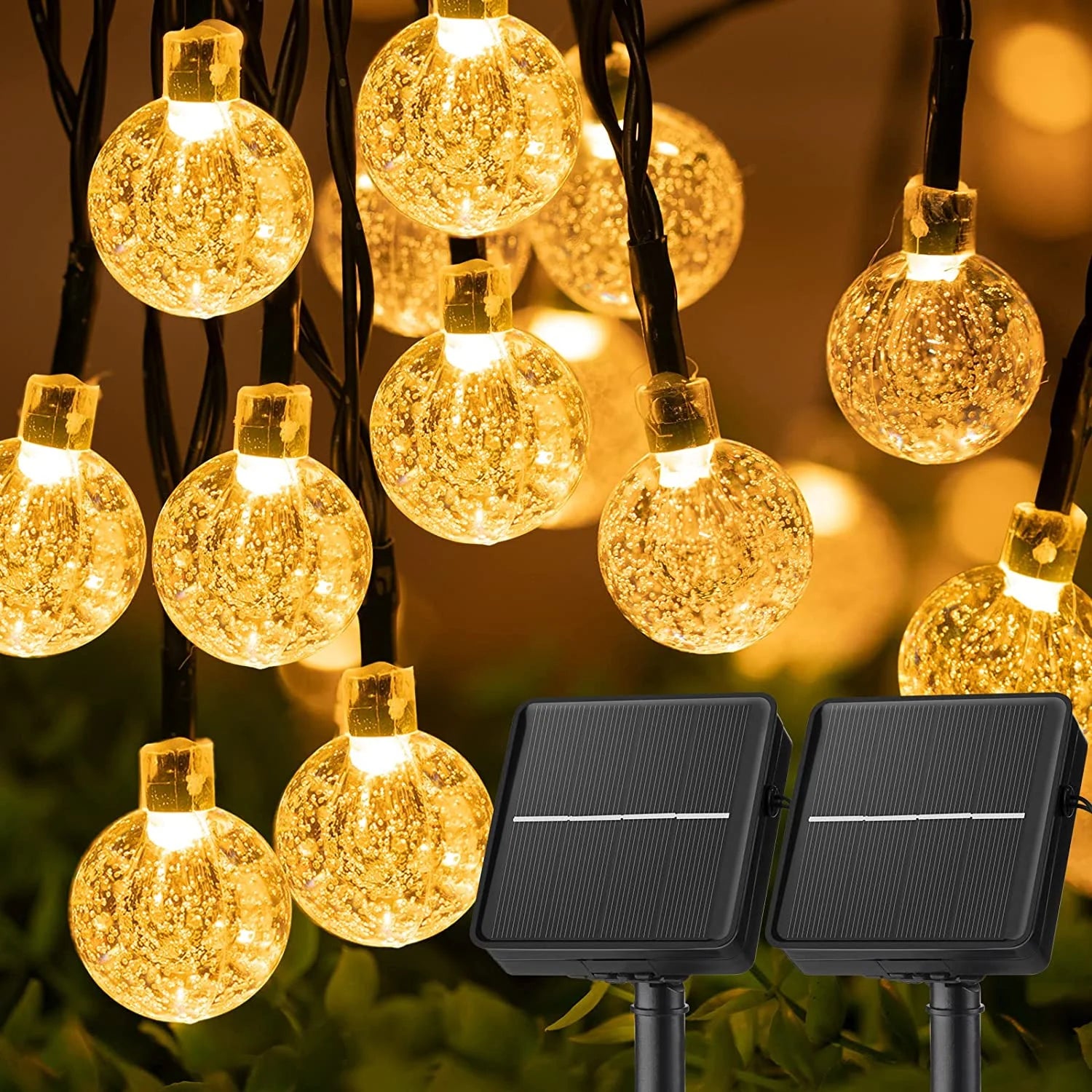 Luces Solares de Globos de Cristal 8 Modos para Bodas y Jardín