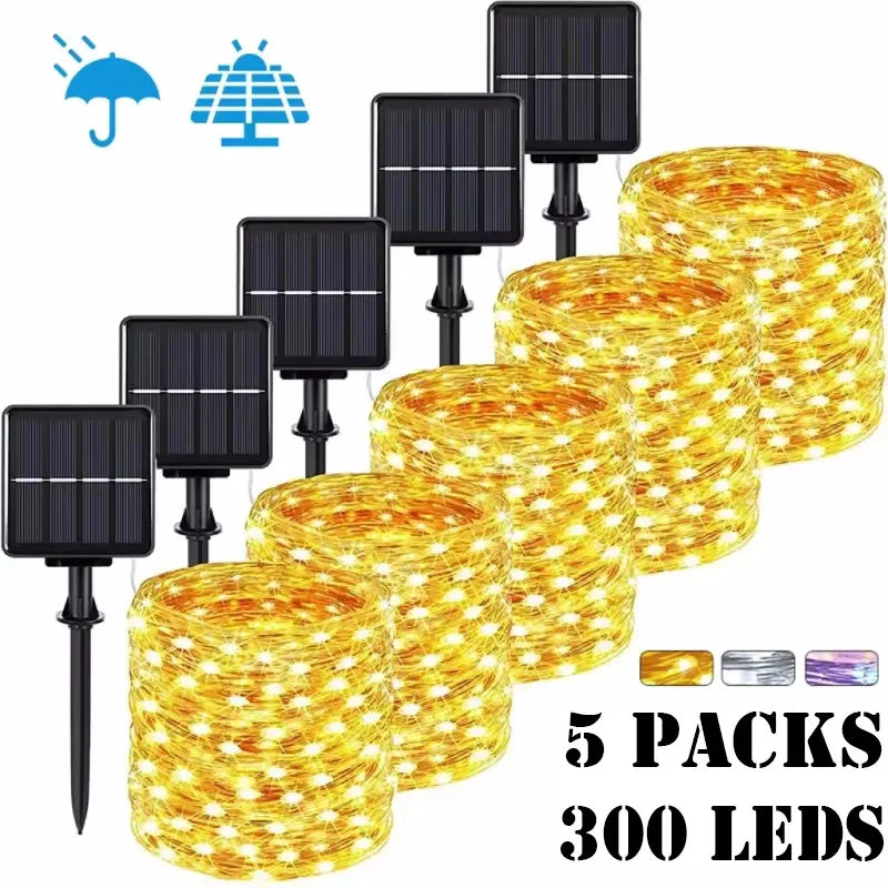 Guirnalda Solar LED Exterior 7M-32M con Tecnología de Carga Rápida