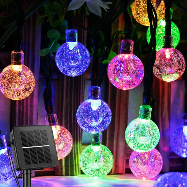 Luces Solares de Globos de Cristal 200 LED para Jardín y Navidad