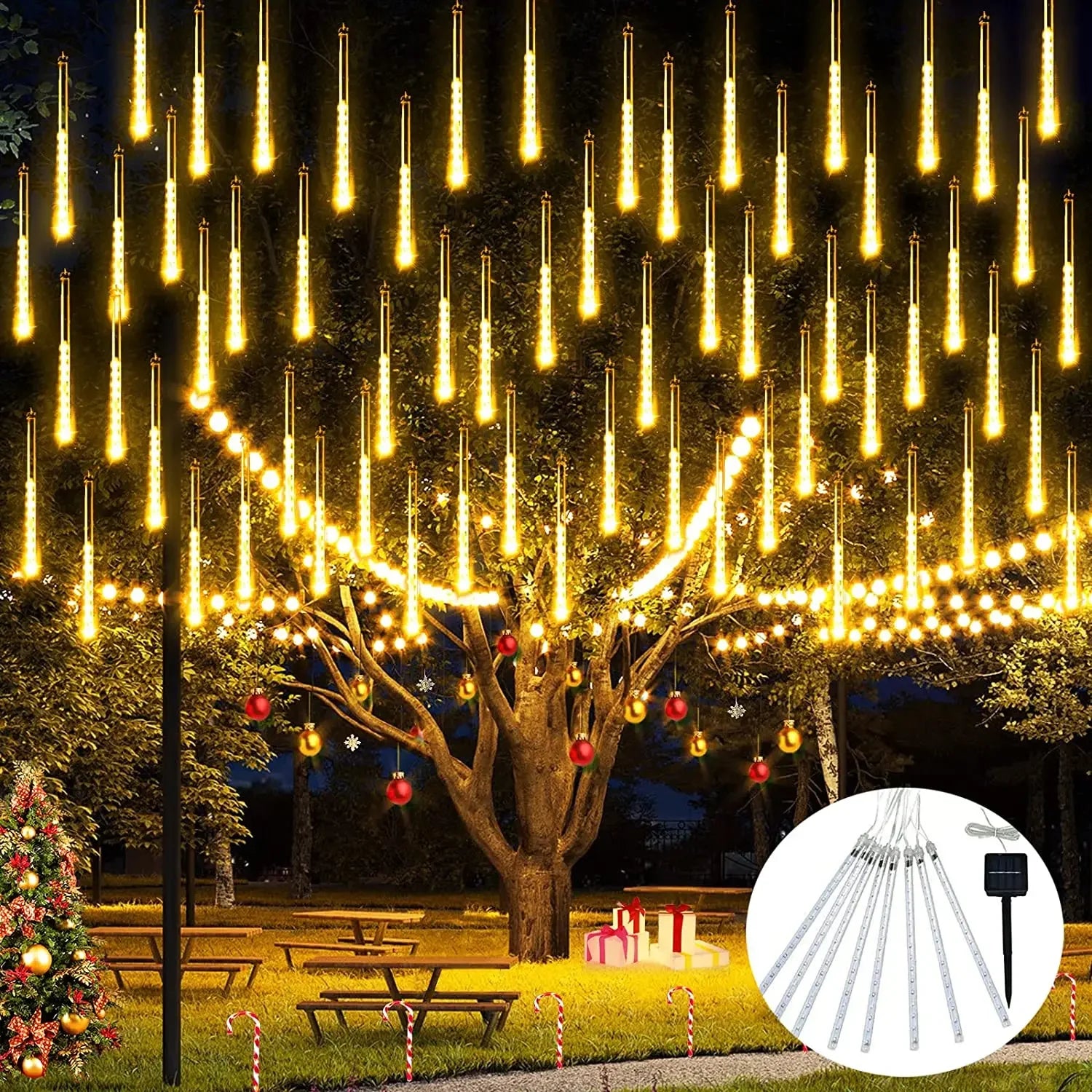 Luces Solares Lluvia de Meteoros LED IP65 para Navidad y Halloween