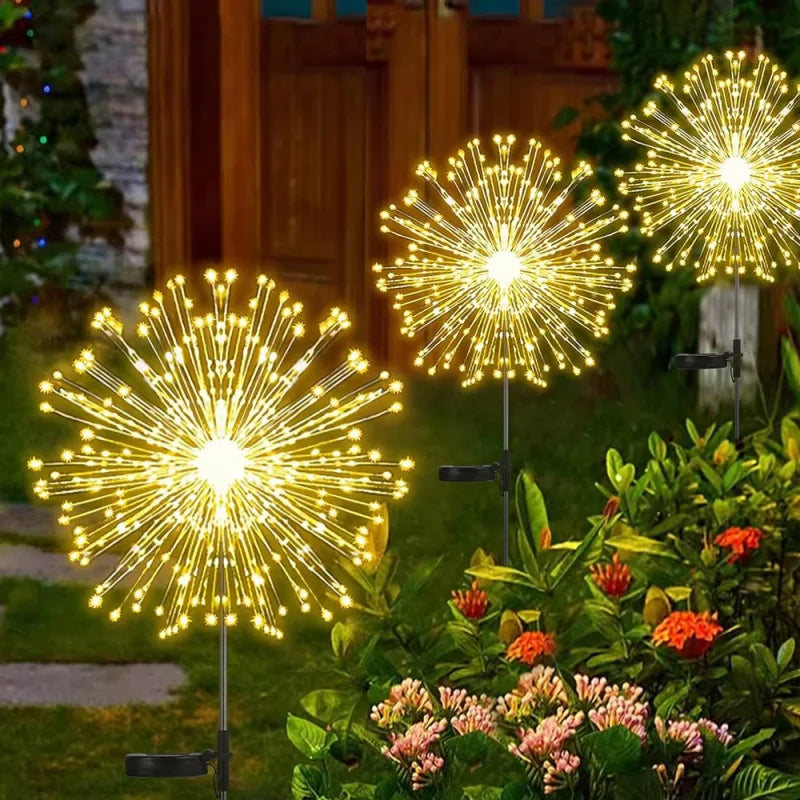 Luces Solares Fuegos Artificiales IP65 8 Modos para Jardín y Navidad