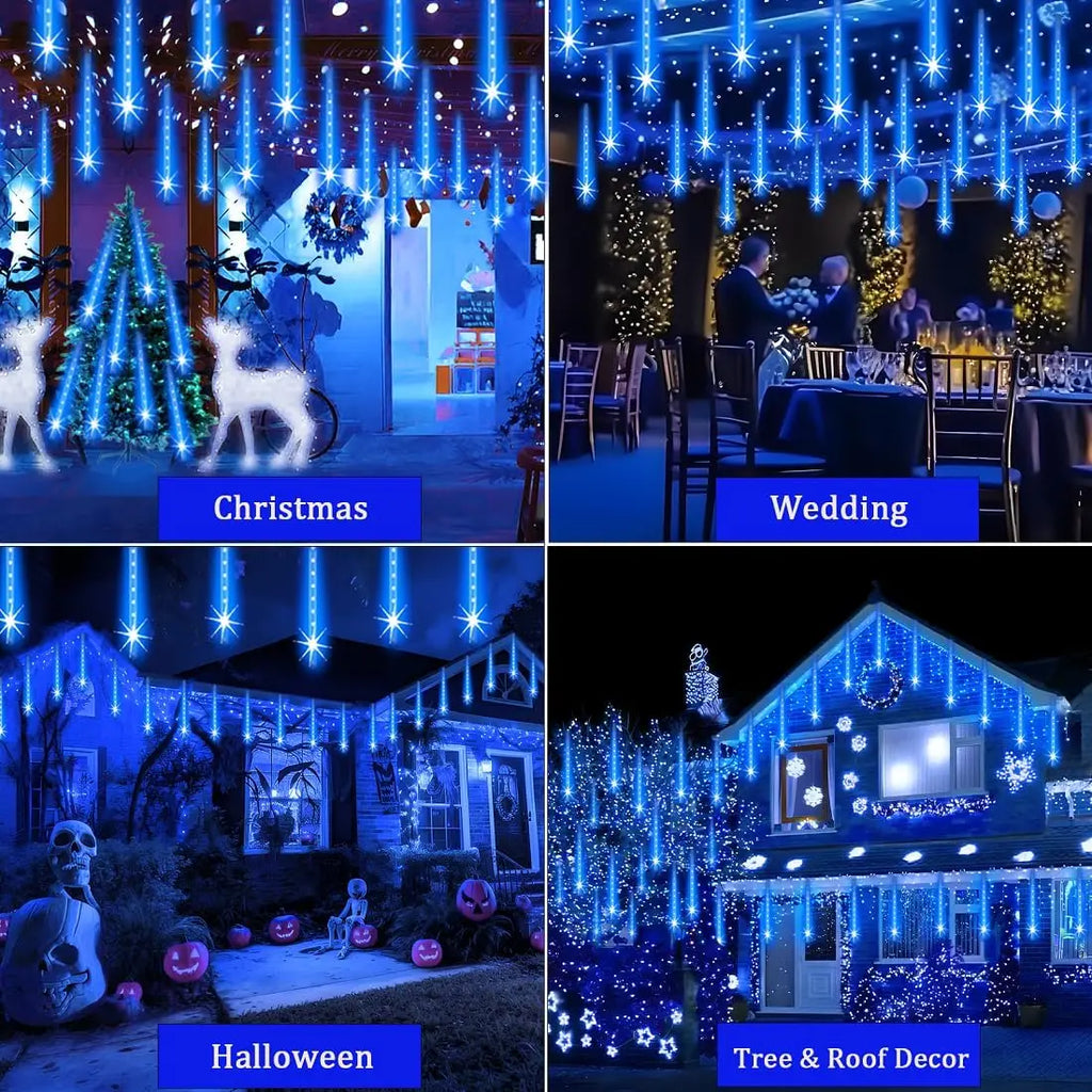 Luces Solares Lluvia de Meteoros LED para Árbol de Navidad Bodas y Jardín