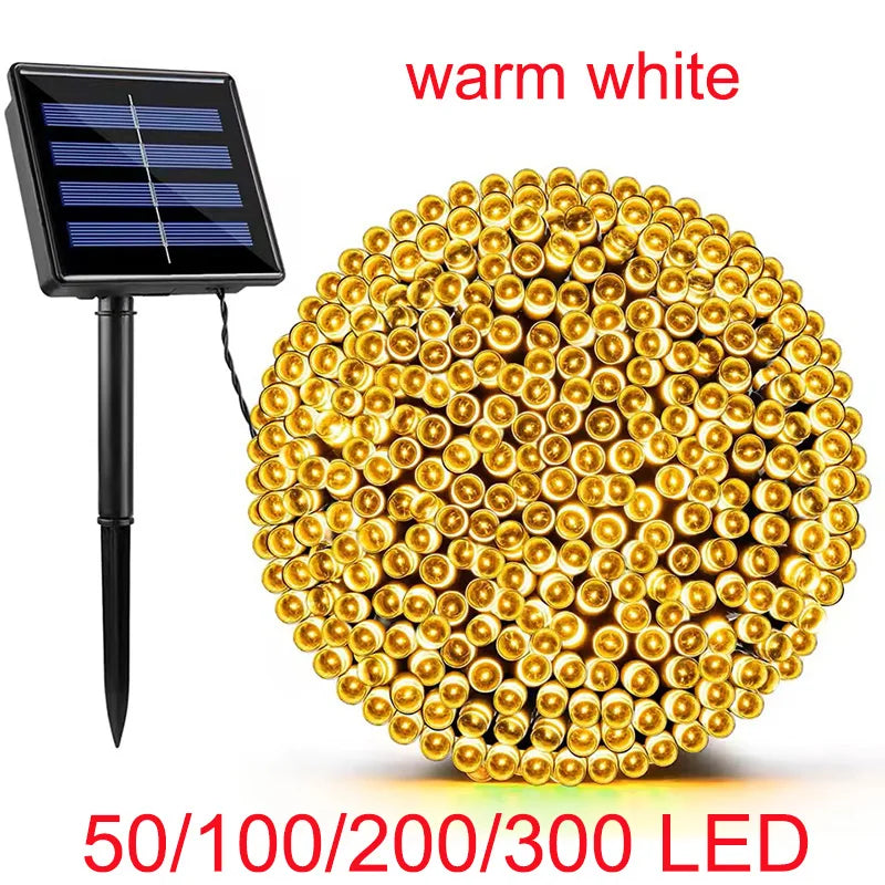 Guirnalda Solar LED de Carga Rápida IP65 8 Modos para Jardín y Navidad
