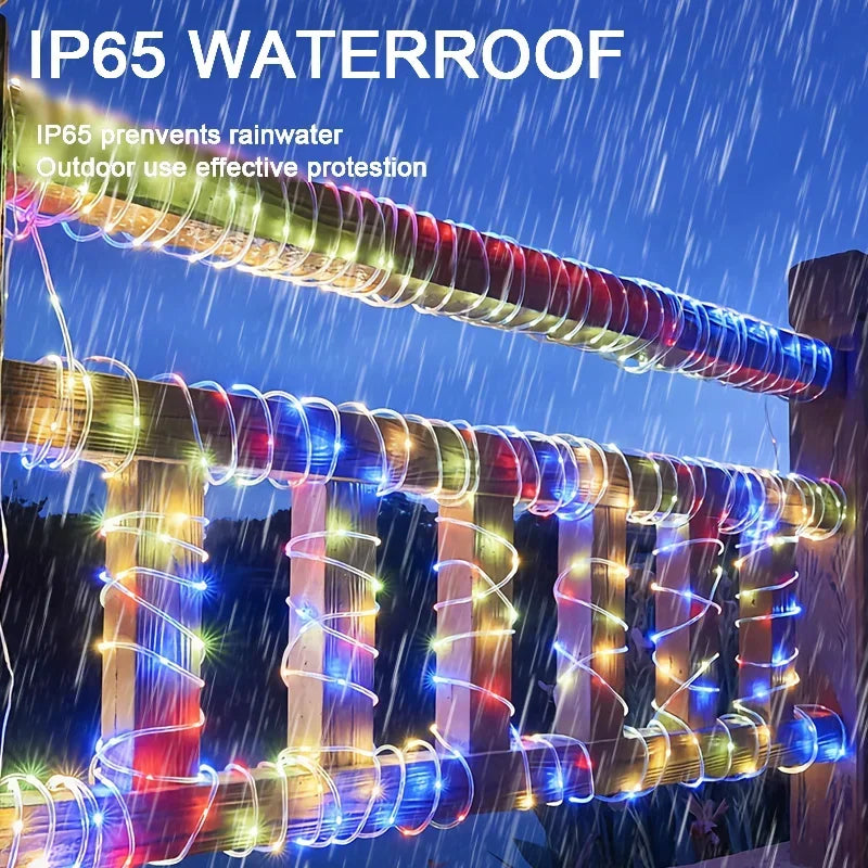 Tubo Solar LED Impermeable para Jardín y Navidad 32m/22m/12m/7m