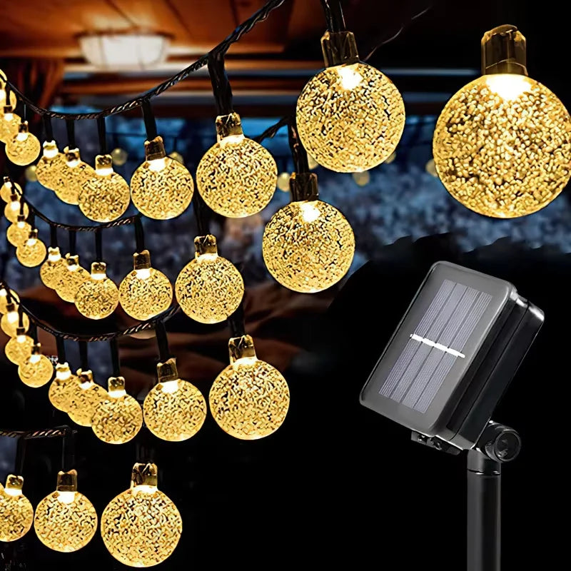 Luces Solares Hadas 5m 20LED Luz Cálida Resistente al Agua Decoración Jardín y Navidad