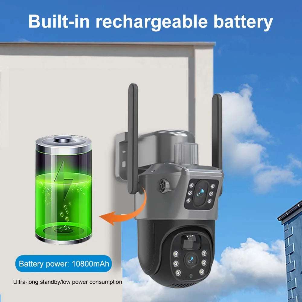 Cámara Solar CCTV 4K WiFi con Doble Lente PTZ para Exterior