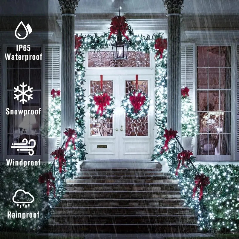 Luces Solares Cuerda 100 LED Resistente al Agua 8 Modos para Jardín Árbol Navidad y Halloween