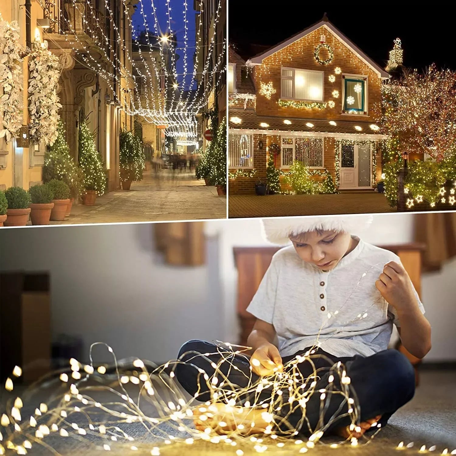 Luces Solares Hadas Hilo de Cobre 8 Modos para Jardín Terraza y Decoración Navideña