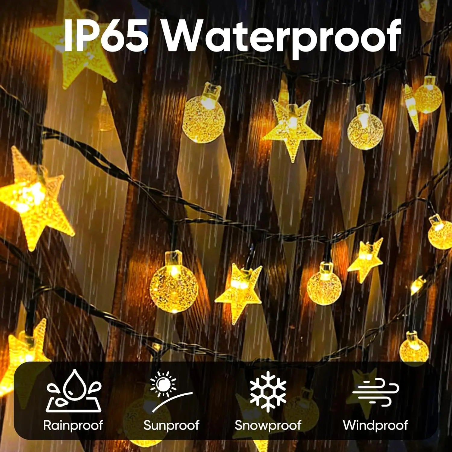 Luces Solares Bolas de Cristal y Estrellas 8 Modos para Halloween y Decoración Navideña