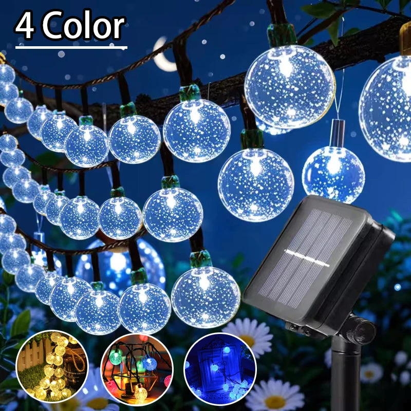 Luces Solares de Globos de Cristal 8 Modos para Bodas y Jardín
