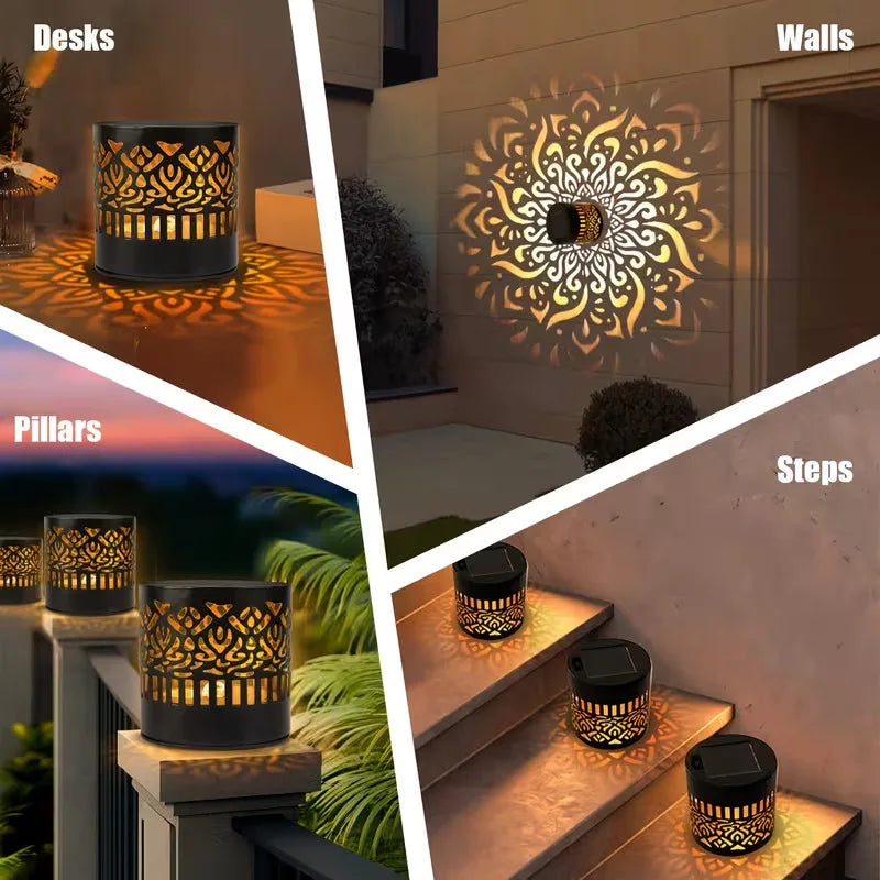 Lámpara Solar de Pared Mandala LED para Jardín, Terraza y Corredor