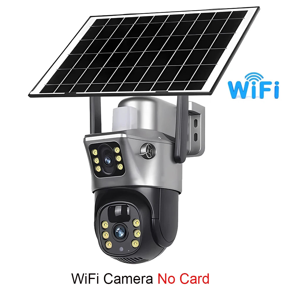 Cámara Solar 4G/WiFi Doble Lente 8MP 4K Batería de Bajo Consumo V380 Pro