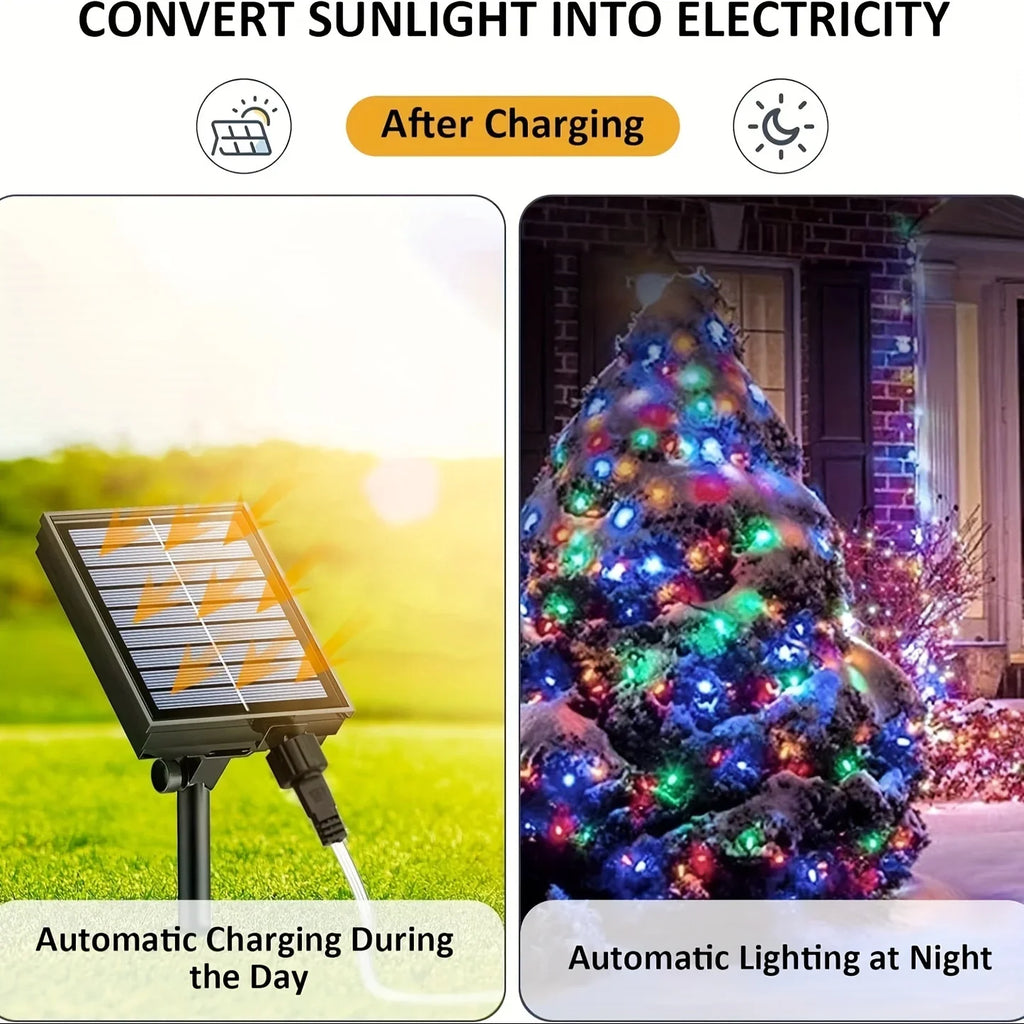 Guirnalda Solar LED Festoon para Navidad y Jardín 7M-102M