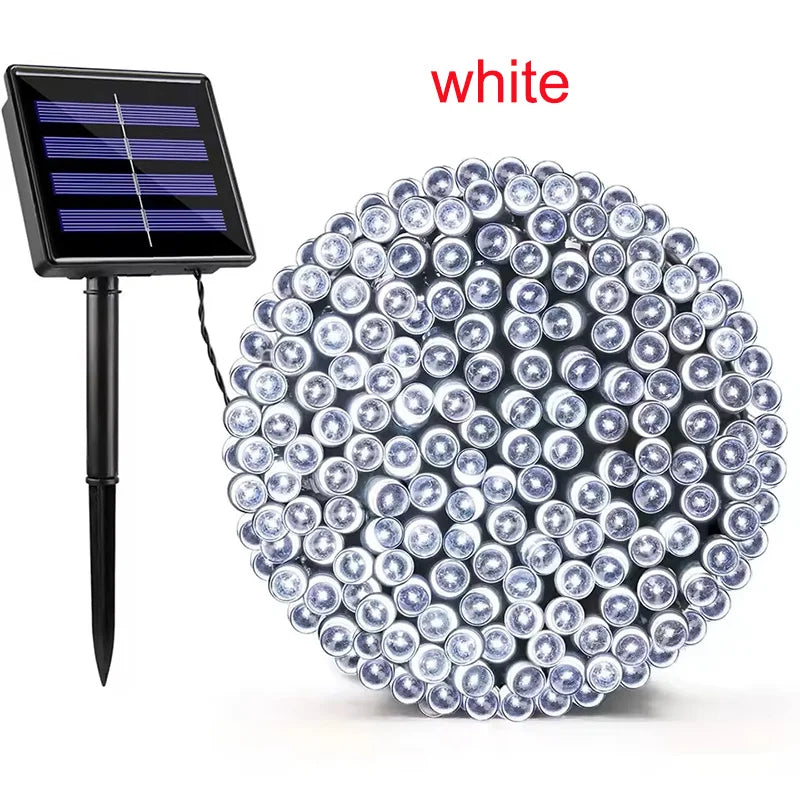 Guirnalda Solar LED de Carga Rápida IP65 8 Modos para Jardín y Navidad