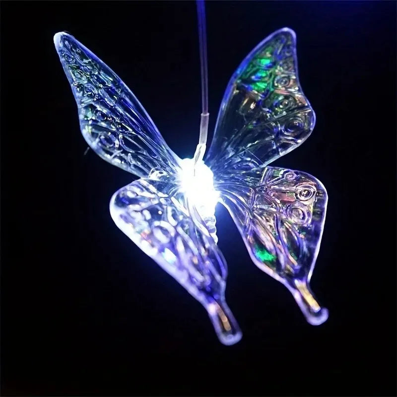 Carillón Solar Mariposa LED Multicolor Resistente al Agua Decoración Jardín y Navidad