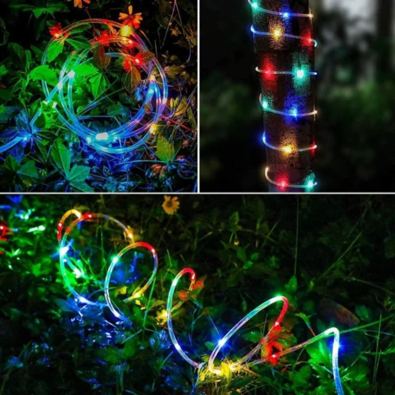 Luces Solares Cuerda para Jardín 12m/7m Resistente al Agua Decoración Navideña Exterior