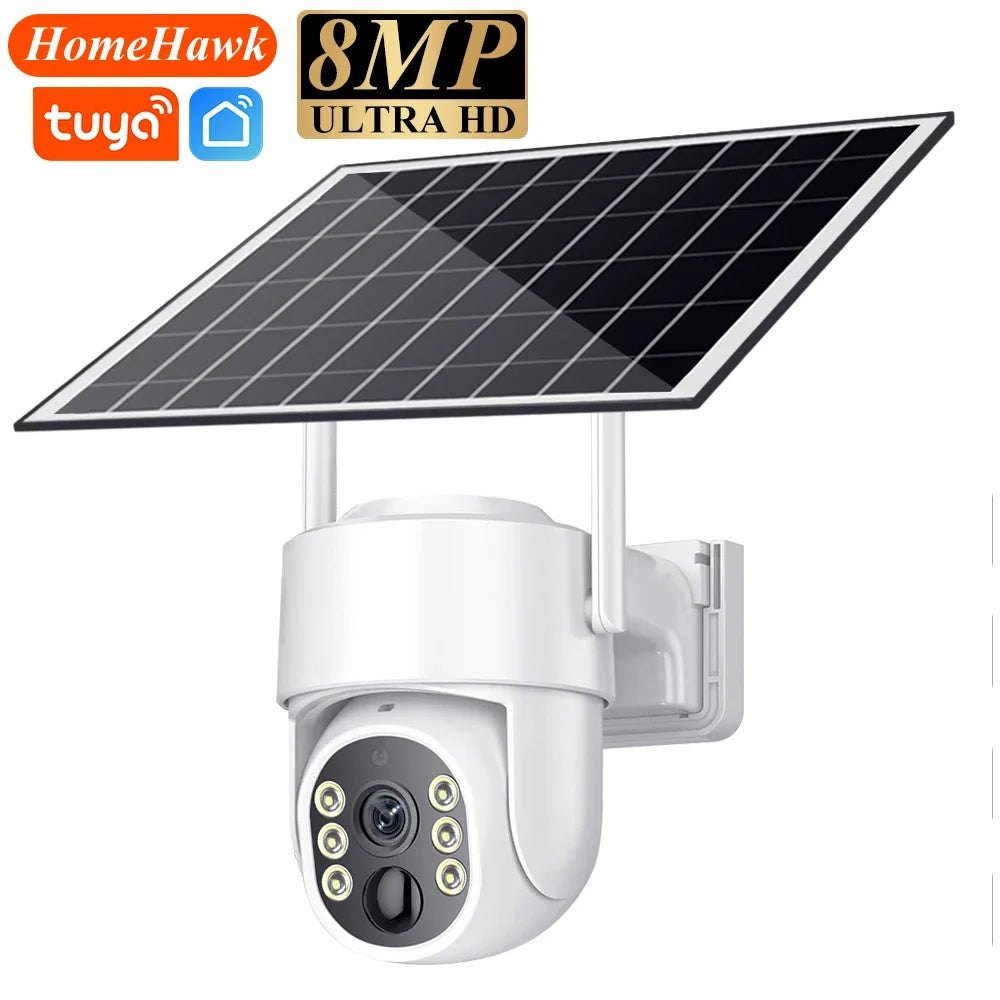 Cámara PTZ Solar Tuya 8MP WiFi con Detección de Movimiento y Batería