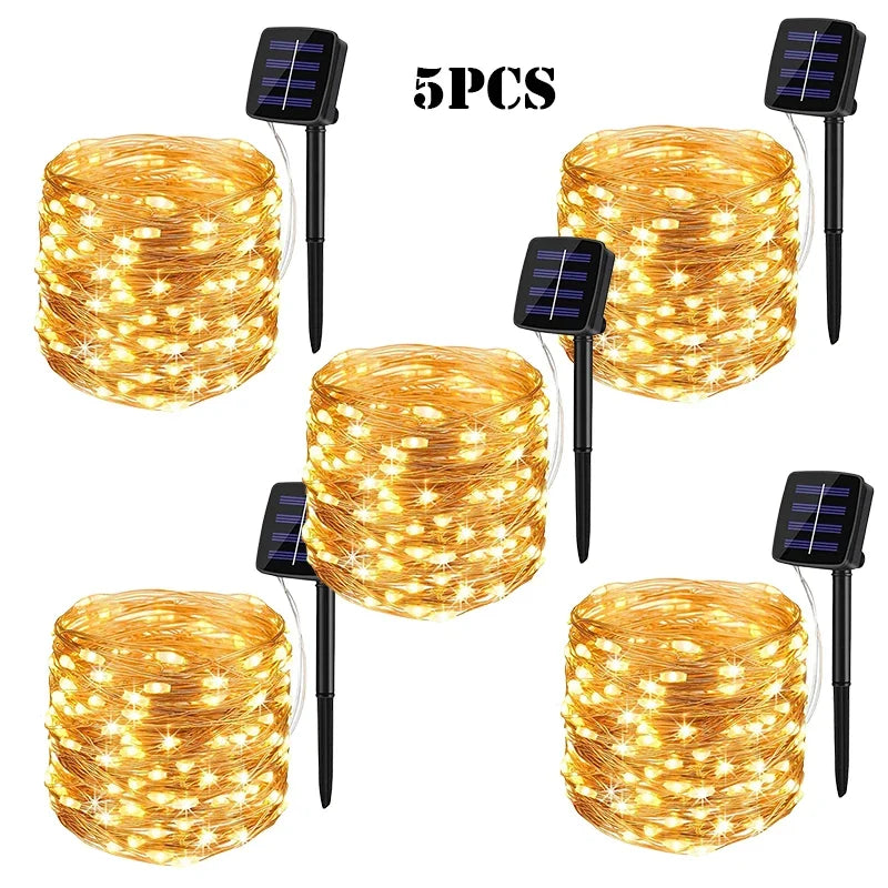 Guirnalda Solar LED Exterior 7M-32M con Tecnología de Carga Rápida