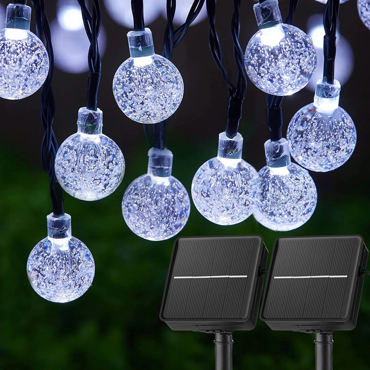 Luces Solares de Globos de Cristal 8 Modos para Bodas y Jardín