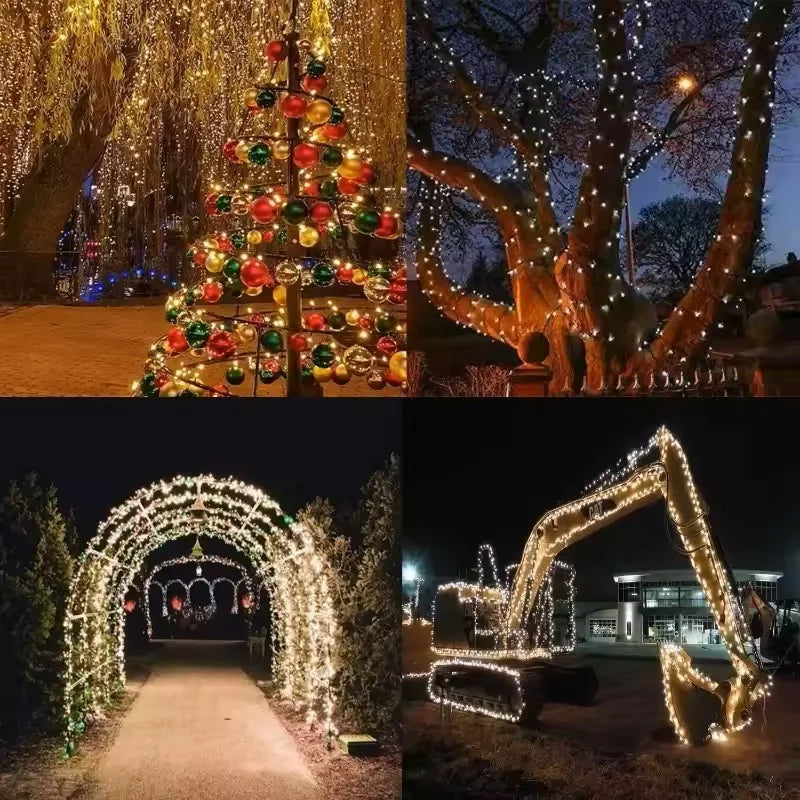 Guirnalda Solar LED de Carga Rápida IP65 8 Modos para Jardín y Navidad