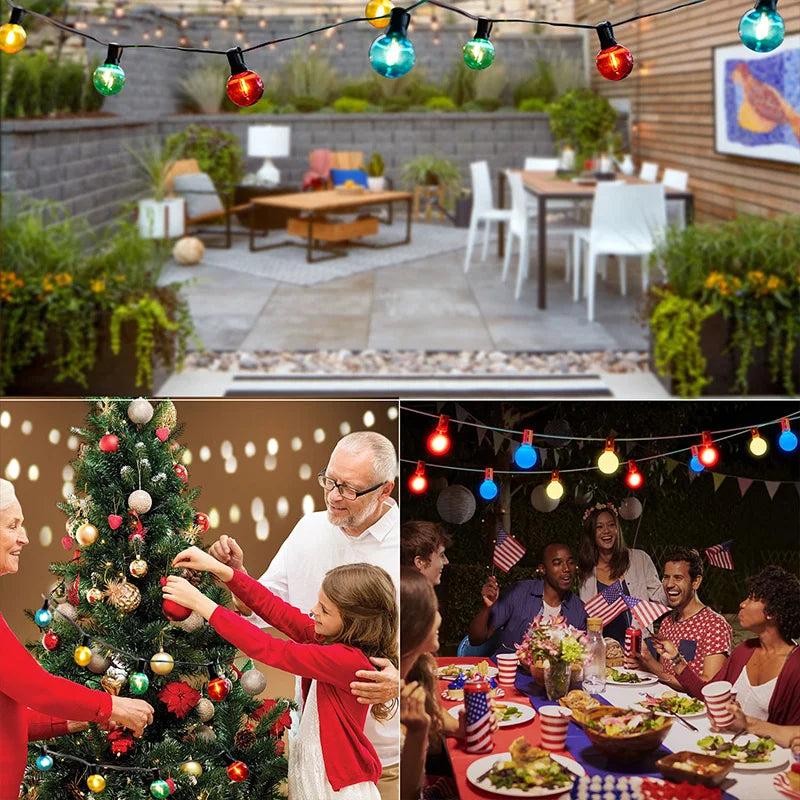 Luces Solares G40 RGB IP44 para Fiestas Bodas y Jardín 7.5M-21M