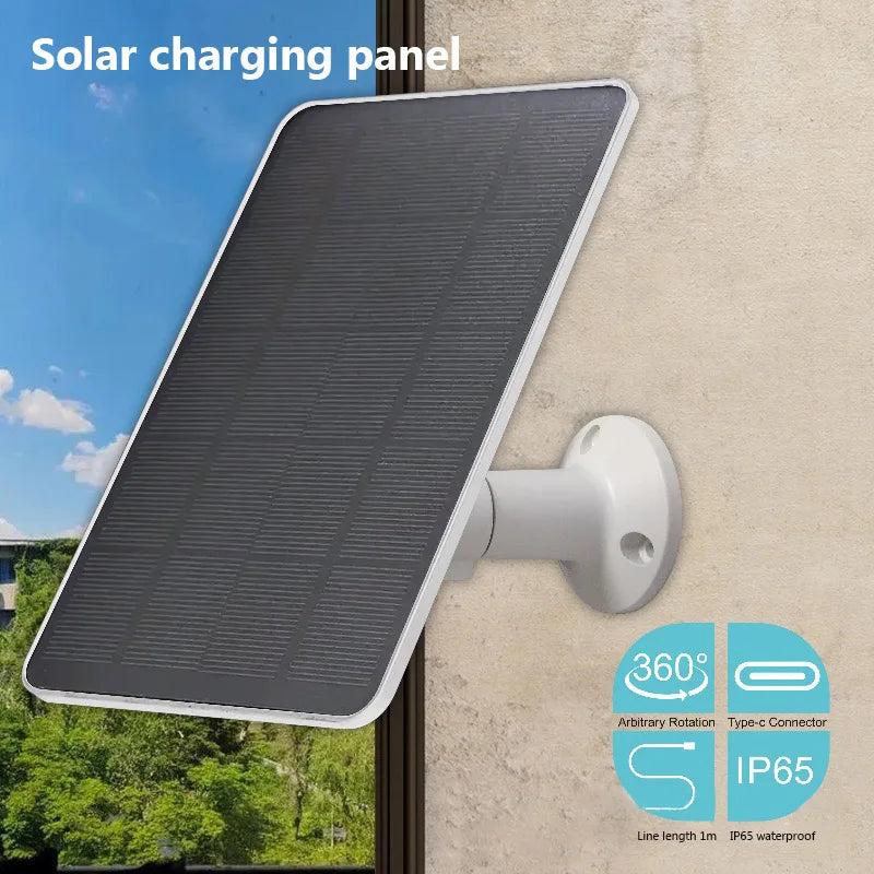 Panel Solar 10W 5V Type-C para Cámaras de Seguridad y Timbre con Bajo Consumo