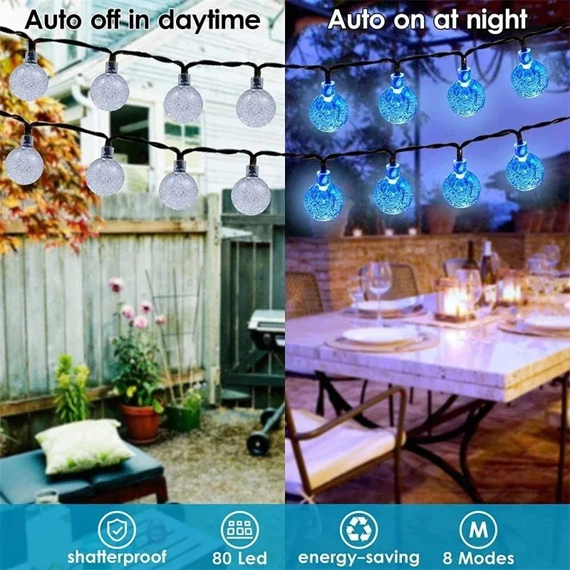 Luces Solares de Globos de Cristal 5-22M para Jardín y Navidad