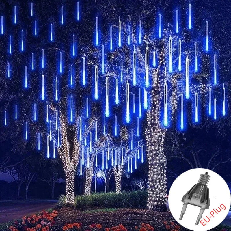 Luces Solares Lluvia de Meteoros 8 Tubos Resistente al Agua Decoración Navideña y Bodas
