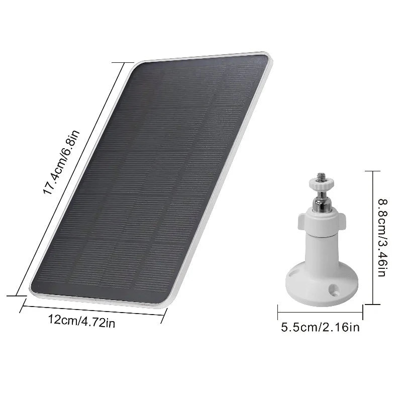 Panel Solar 10W 5V Kit 2 en 1 con Conector Type-C para Cámaras de Seguridad