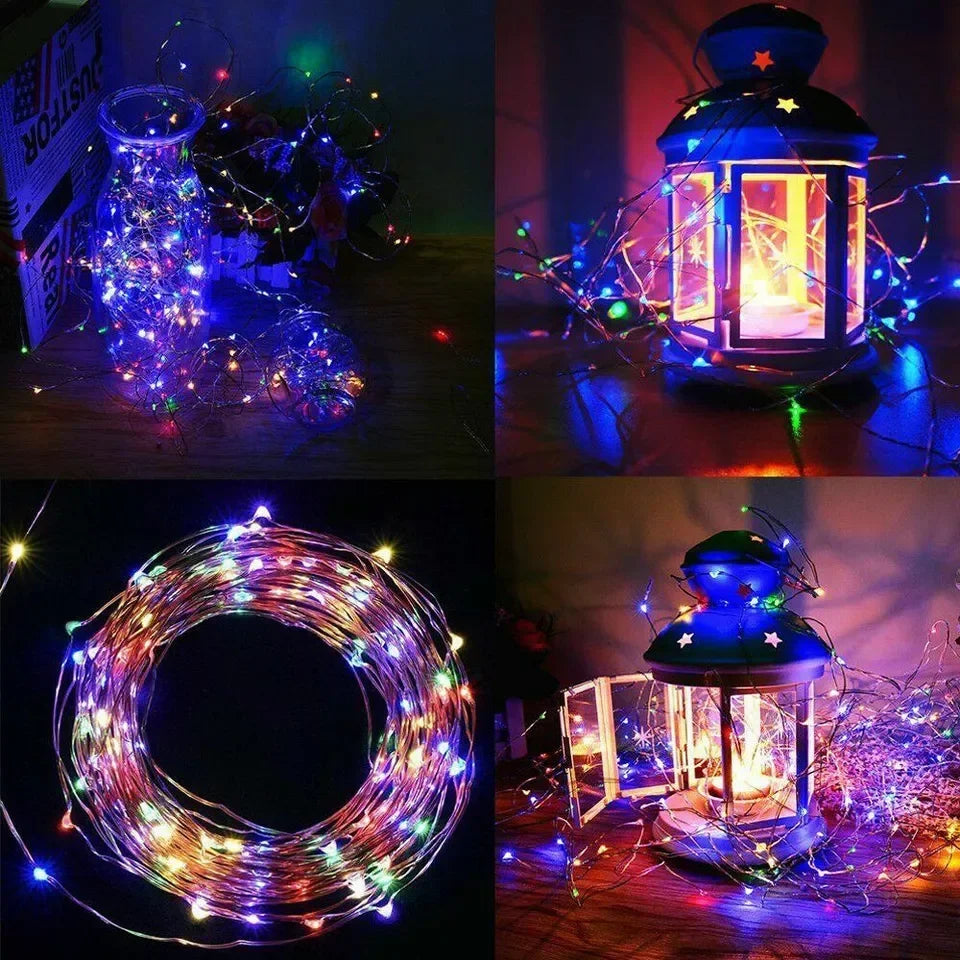 Luces Solares Hadas Hilo de Cobre 8 Modos para Jardín Terraza y Decoración Navideña