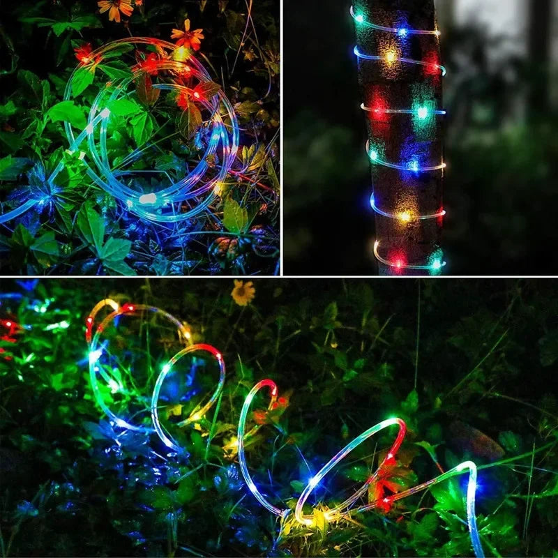 Luces Solares Cuerda LED Resistente al Agua para Jardín Césped Árbol Valla y Caminos
