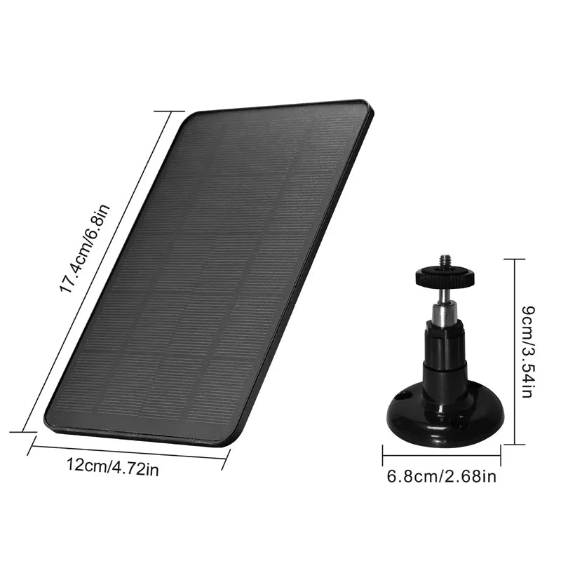 Panel Solar 10W 5V Kit 2 en 1 Type-C para Cámaras de Seguridad y Hogar Solar