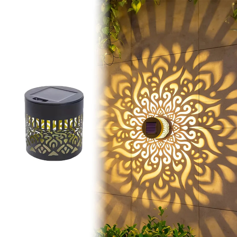 Lámpara Solar de Pared Mandala LED para Jardín, Terraza y Corredor