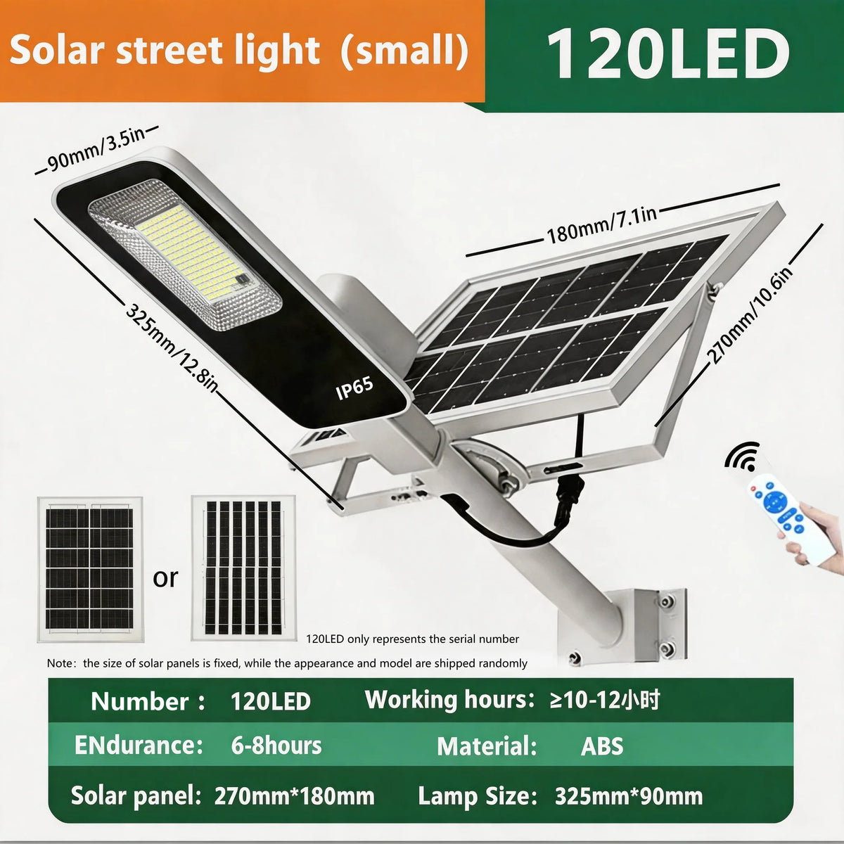 Lámpara Solar LED de Calle con Panel y Control Remoto