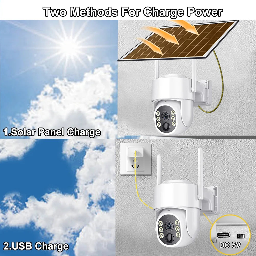 Cámara PTZ Solar Tuya 8MP WiFi con Detección de Movimiento y Batería